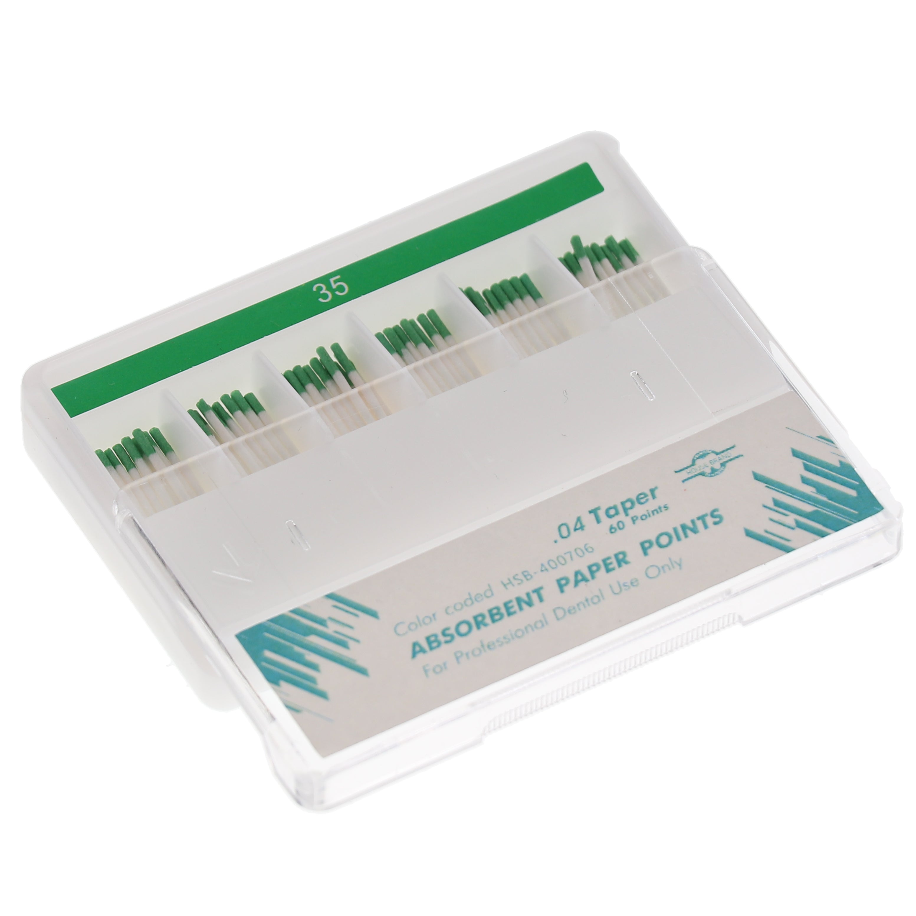 House Brand Dentistry 400706 HSB Absorbent Paper Points .04 Taper #35 60/Pk House Brand Dentistry 400706 HSB Absorbent Paper Points .04 Taper #35 60/Pk